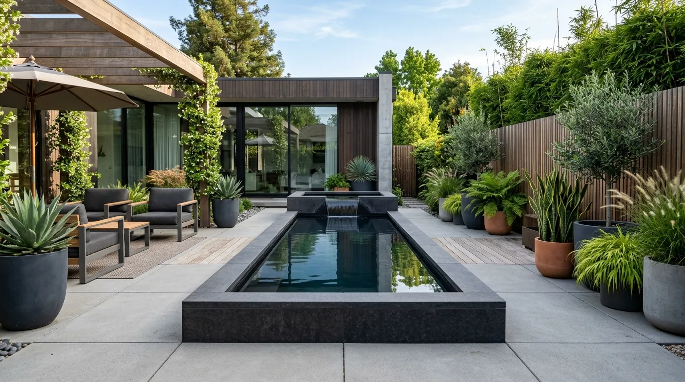 Modern Oasis With Rectangular Water Feature